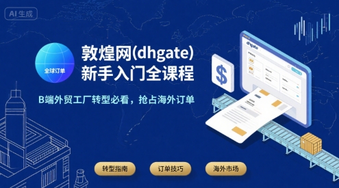 敦煌网(dhgate)新手入门全课程,B端外贸工厂转型必看,抢占海外订单-赛德副业库