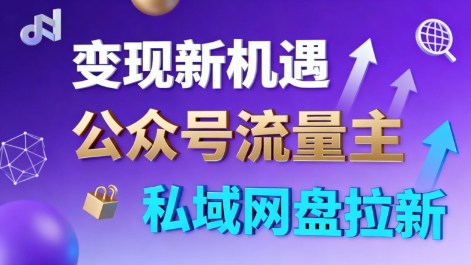 公众号流量主+私域网盘拉新，多方式变现，简单易上手，当天就有收益-赛德副业库