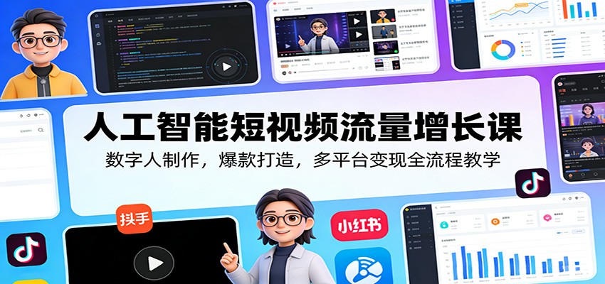 人工智能短视频流量增长课：数字人制作，爆款打造，多平台变现全流程教学-赛德副业库