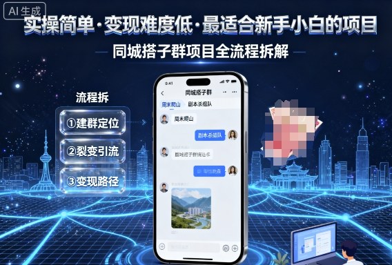实操简单,变现难度低,最适合新手小白做的项目,每天轻松收入3张,同城搭子群项目全流程拆解-赛德副业库
