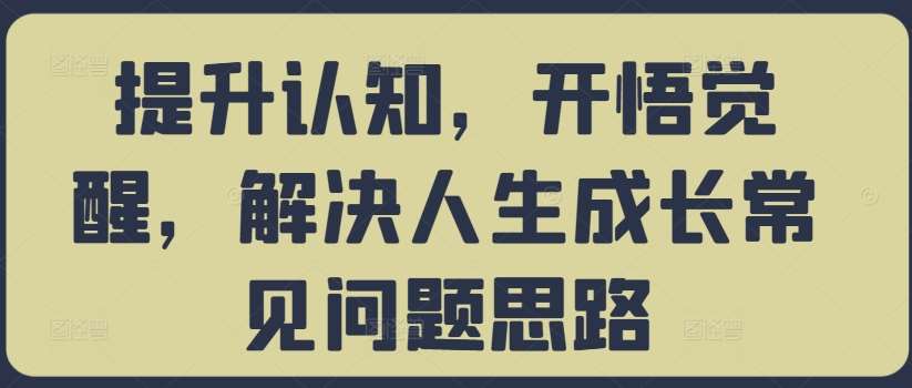 提升认知,开悟觉醒,解决人生成长常见问题思路-赛德副业库