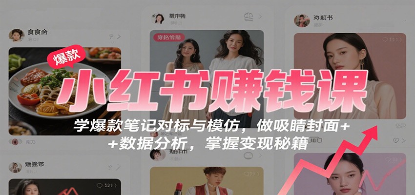 小红书赚钱课：学爆款笔记对标与模仿，做吸睛封面 + 数据分析，掌握变现秘籍-赛德副业库