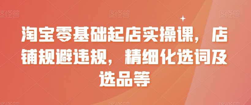 淘宝零基础起店实操课，店铺规避违规，精细化选词及选品等-赛德副业库