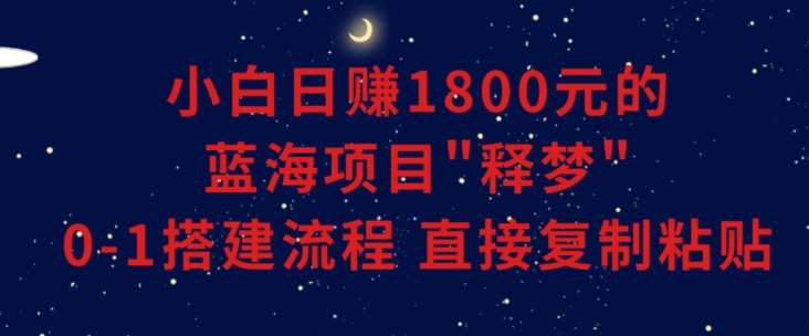 小白能日赚1800元的蓝海项目”释梦”0-1搭建流程可直接复制粘贴长期做【揭秘】-赛德副业库