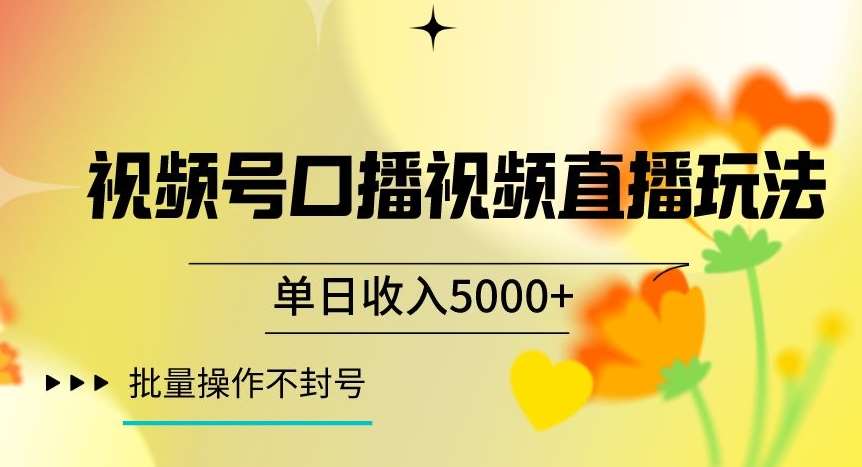 视频号囗播视频直播玩法，单日收入5000+，批量操作不封号【揭秘】-赛德副业库