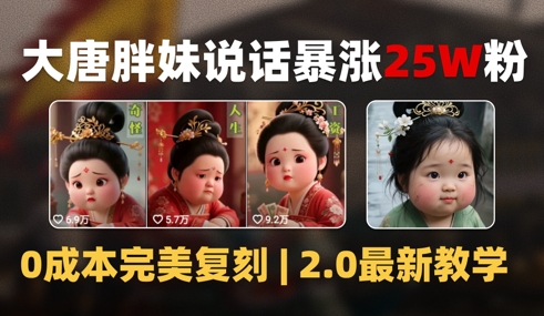 AI大唐胖贵妃说话2.0，40条视频暴涨40w粉，附独家变现攻略-赛德副业库