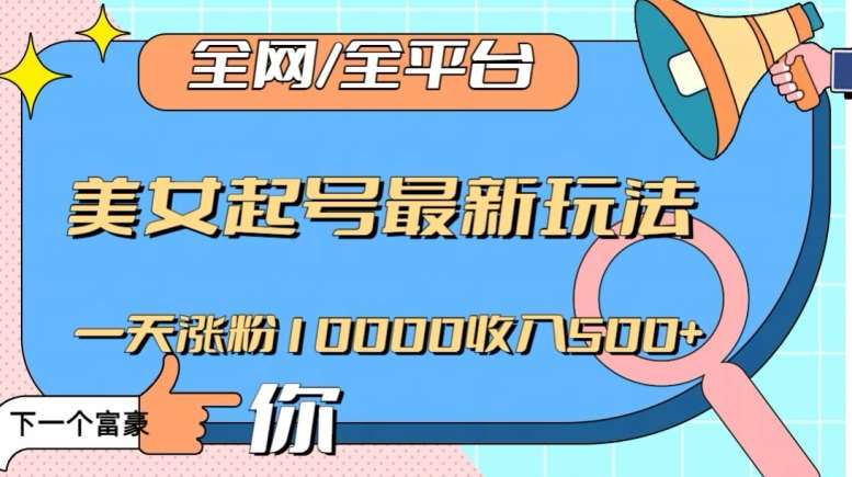 全网，全平台，美女起号最新玩法一天涨粉10000收入500+【揭秘】-赛德副业库
