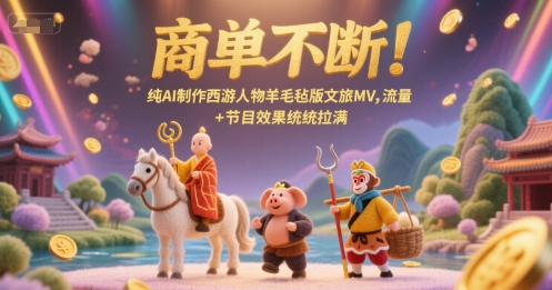 商单不断！纯AI制作西游人物羊毛毡版文旅MV，流量+节目效果统统拉满-赛德副业库
