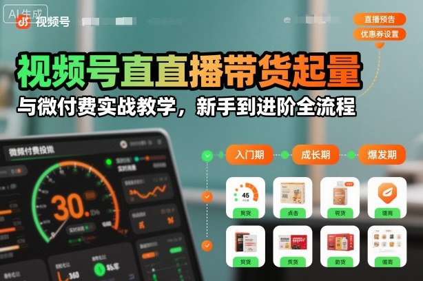 视频号直播带货起量与微付费实战教学，新手到进阶全流程-赛德副业库