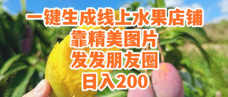 (9467期)一键生成线上水果店,靠精美图片发发朋友圈,也能日入200-赛德副业库