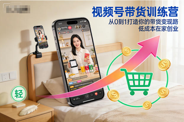 视频号带货训练营,从0到1打造你的带货变现路,低成本在家创业-赛德副业库