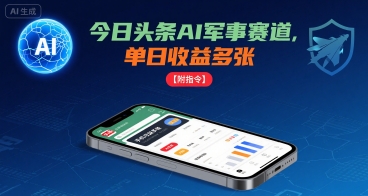今日头条AI军事赛道，单日收益多张 ，手机可做【附指令】-赛德副业库