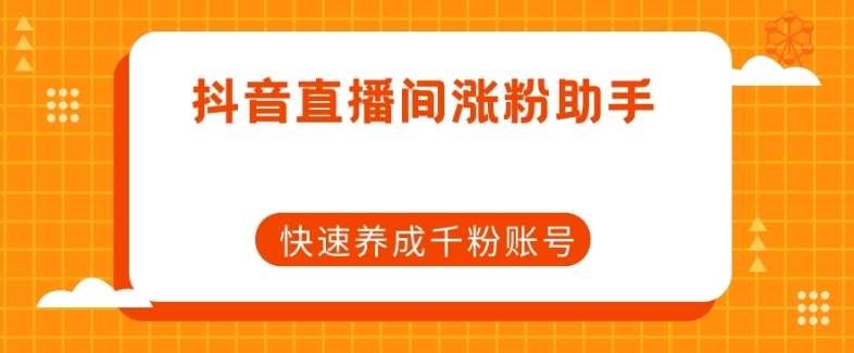 抖音直播间涨粉助手，快速养成千粉账号-赛德副业库