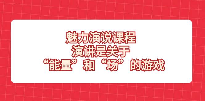 （8272期）魅力 演说课程，演讲是关于“能量”和“场”的游戏-赛德副业库
