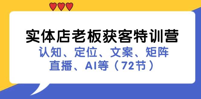 实体店老板获客特训营：认知、定位、文案、矩阵、直播、AI等（72节）-赛德副业库