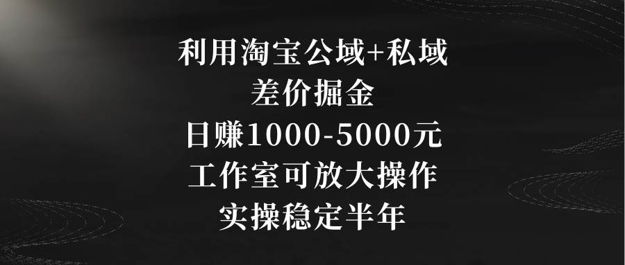 （8952期）利用淘宝公域+私域差价掘金，日赚1000-5000元，工作室可放大操作，实操…-赛德副业库