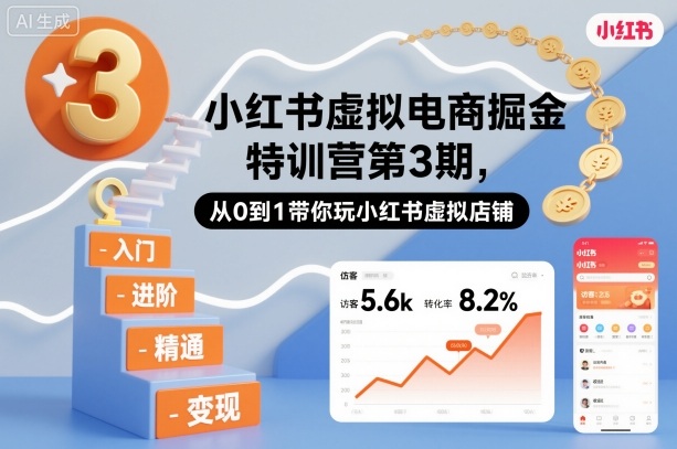 小红书虚拟电商掘金特训营第3期，从0到1带你玩小红书虚拟店铺-赛德副业库