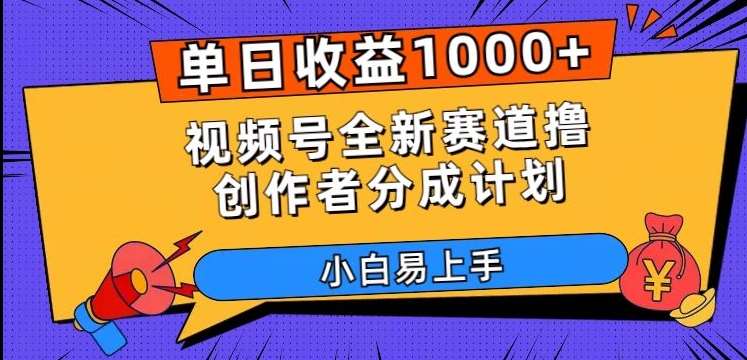 单日收益1000+，视频号全新赛道撸创作者分成计划，小白易上手【揭秘】-赛德副业库
