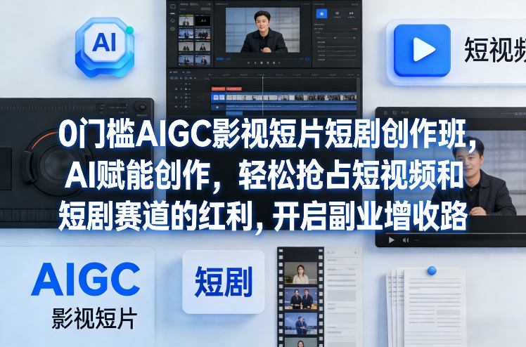0门槛AIGC影视短片短剧创作班，AI赋能创作，轻松抢占短视频和短剧赛道的红利，开启副业增收路-赛德副业库
