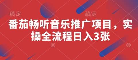 番茄畅听音乐推广项目,实操全流程日入3张-赛德副业库