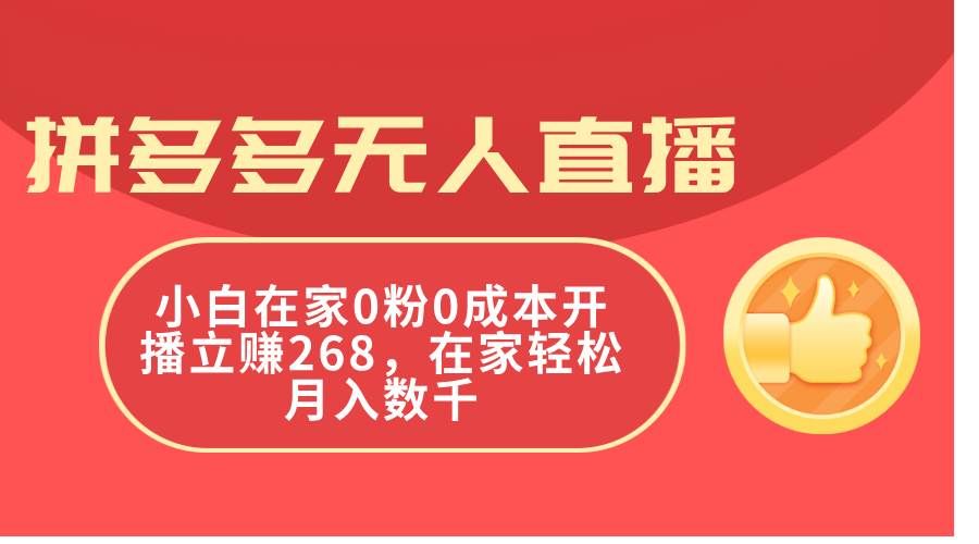 （11521期）拼多多无人直播，小白在家0粉0成本开播立赚268，在家轻松月入数千-赛德副业库