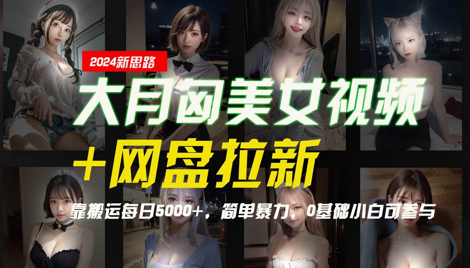 【新思路】大月匈美女视频+网盘拉新,靠搬运每日5000+,简单暴力,0基础小白可参与-赛德副业库