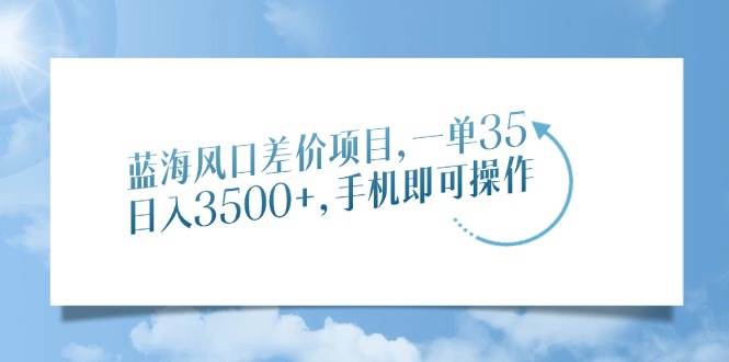 （14059期）蓝海风口差价项目，一单35，日入3500+，手机即可操作-赛德副业库