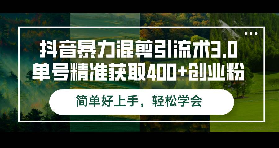 （12630期）抖音暴力混剪引流术3.0单号精准获取400+创业粉简单好上手，轻松学会-赛德副业库