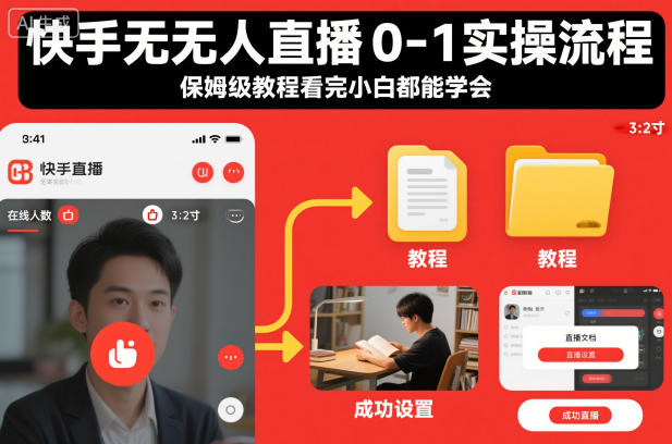 快手无人直播0-1实操流程，保姆级教程看完小白都能学会-赛德副业库