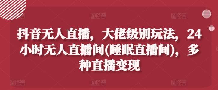 抖音无人直播，大佬级别玩法，24小时无人直播间(睡眠直播间)，多种直播变现【揭秘】-赛德副业库