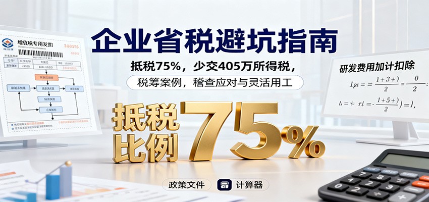 企业省税避坑指南：抵税75%，少交405万所得税，税筹案例，稽查应对与灵活用工-赛德副业库