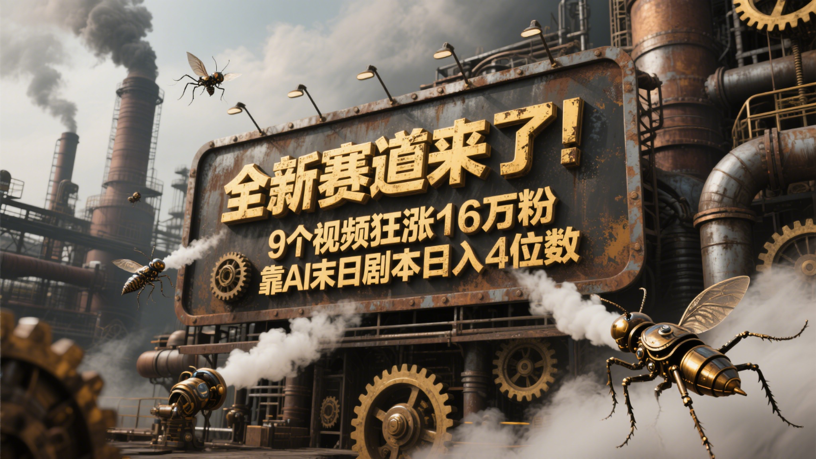全新赛道来了！9个视频狂涨16万粉，靠AI末日剧本日入4位数，评论区爆肝追更！-赛德副业库