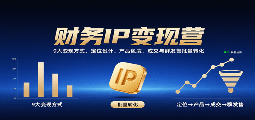 财务IP变现营：9大变现方式、定位设计、产品包装，成交与群发售批量转化-赛德副业库