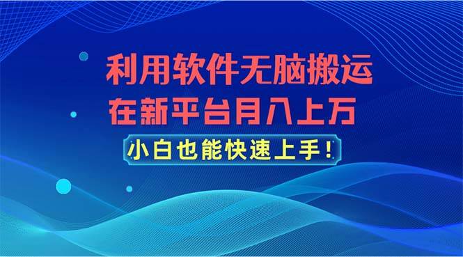 （11078期）利用软件无脑搬运，在新平台月入上万，小白也能快速上手-赛德副业库