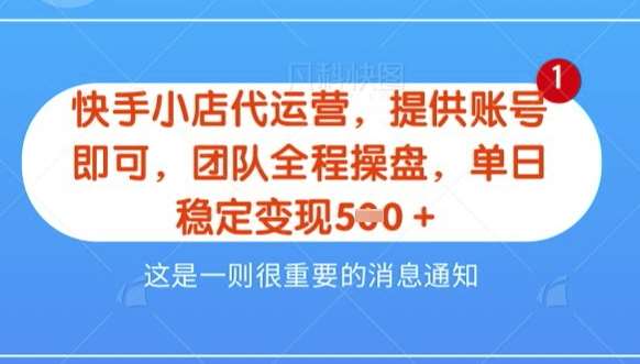 【快手小店代运营3.0】，模式新升级，收益五五分，稳定单日8张【揭秘】-赛德副业库