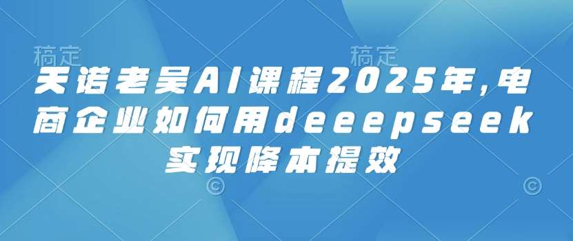 天诺老吴AI课程2025年，电商企业如何用deeepseek实现降本提效-赛德副业库