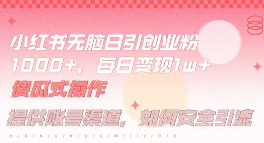 小红书无脑每日引流创业粉500+，小白每天只花半小时，躺赚长尾收益【揭秘】-赛德副业库