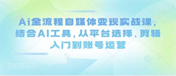 Ai全流程自媒体变现实战课,结合AI工具,从平台选择、剪辑入门到账号运营-赛德副业库