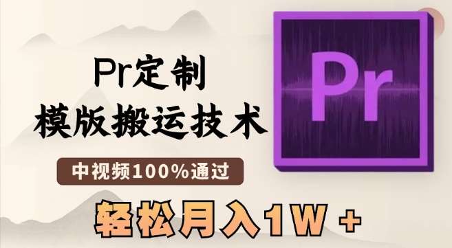 最新Pr定制模版搬运技术，中视频100%通过，几分钟一条视频，轻松月入1W＋【揭秘】-赛德副业库