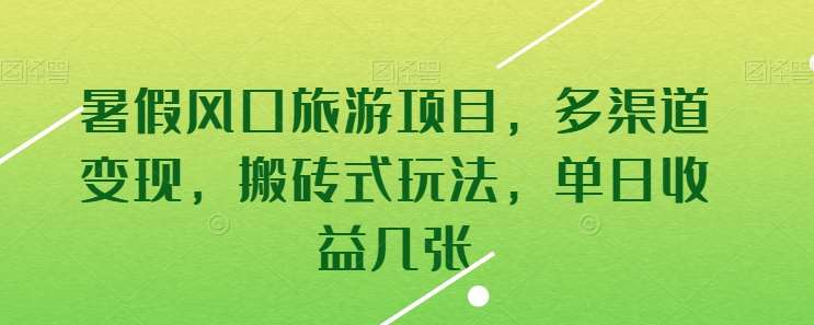 暑假风口旅游项目，多渠道变现，搬砖式玩法，单日收益几张【揭秘】-赛德副业库