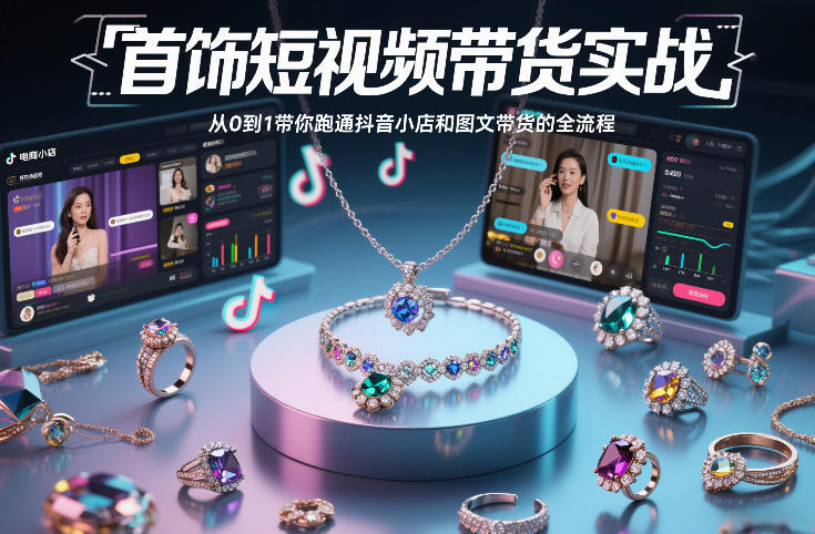首饰短视频带货实战，从0到1带你跑通抖音小店和图文带货的全流程-赛德副业库