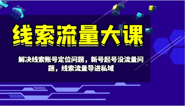 线索流量大课-解决线索账号定位问题，新号起号没流量问题，线索流量导进私域-赛德副业库