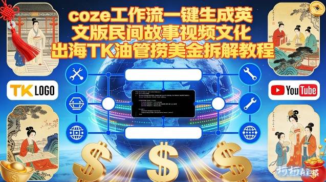 Coze扣子工作流一键生成英文版民间故事视频,文化出海TK油管捞美金拆解教程-赛德副业库