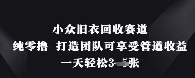 小众旧衣回收赛道,纯零撸 打造团队可享受管道收益,一天轻松3张-赛德副业库