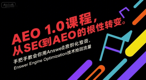 AEO 1.0 课程,从SEO到AE0的基命性转变,手把手教会你用AnswerEngineOptimization技术抢回流量-赛德副业库