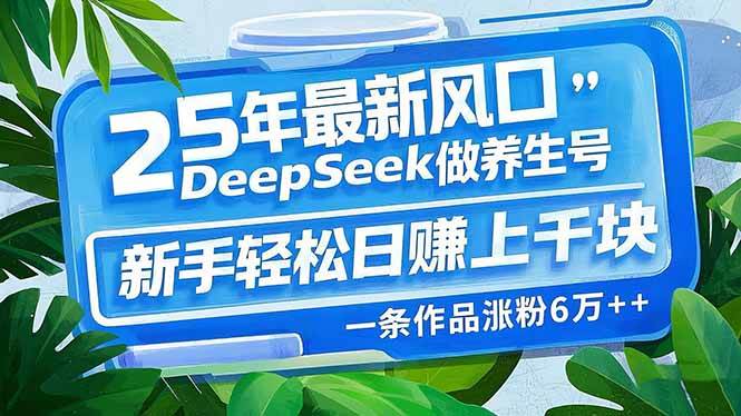 （14341期）25年最新风口，用DeepSeek做养生号，新手轻松日赚上千块，一条作品涨粉…-赛德副业库