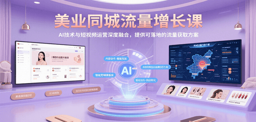 美业同城流量增长课,AI技术与短视频运营深度融合,提供可落地的流量获取方案-赛德副业库