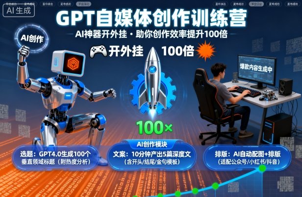GPT自媒体创作训练营：AI神器开外挂，助你创作效率提升100倍-赛德副业库