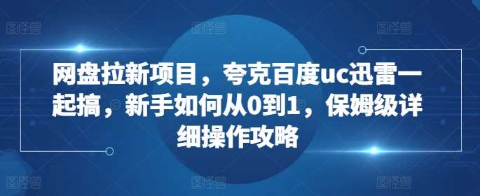 网盘拉新项目，夸克百度uc迅雷一起搞，新手如何从0到1，保姆级详细操作攻略-赛德副业库