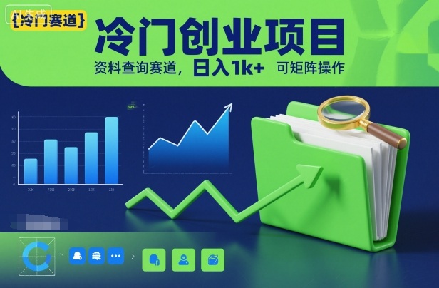 冷门创业项目，资料查询赛道，日入1k+，可矩阵操作-赛德副业库